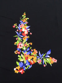 SOLD BY THE PANEL ONLY - Black/Bitter Lime/Cornflower/Multi Polyester/Lycra Floral Print ITY Knit - NY Designer - 56W
