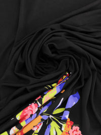 SOLD BY THE PANEL ONLY - Black/Bitter Lime/Cornflower/Multi Polyester/Lycra Floral Print ITY Knit - NY Designer - 56W