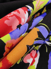 SOLD BY THE PANEL ONLY - Black/Bitter Lime/Cornflower/Multi Polyester/Lycra Floral Print ITY Knit - NY Designer - 56W