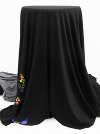 SOLD BY THE PANEL ONLY - Black/Bitter Lime/Cornflower/Multi Polyester/Lycra Floral Print ITY Knit - NY Designer - 56W