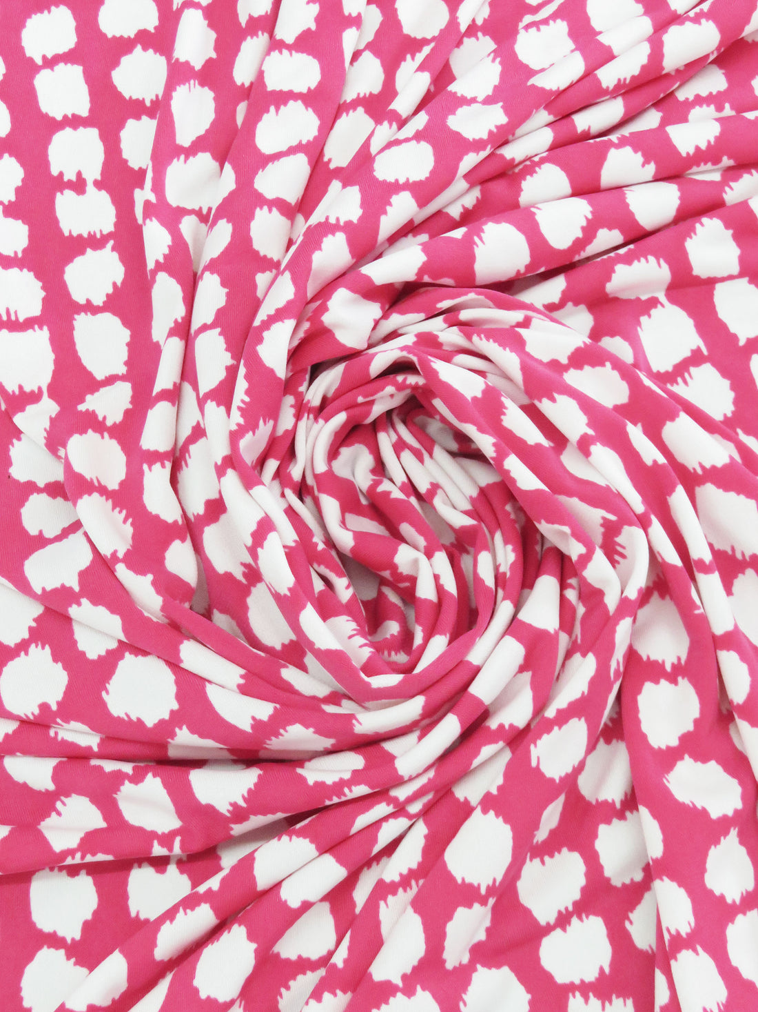 Hot Rose Pink/White Polyester/Lycra Paint Blotches Print ITY Knit - NY Designer - 56W