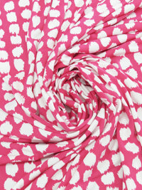 Hot Rose Pink/White Polyester/Lycra Paint Blotches Print ITY Knit - NY Designer - 56W