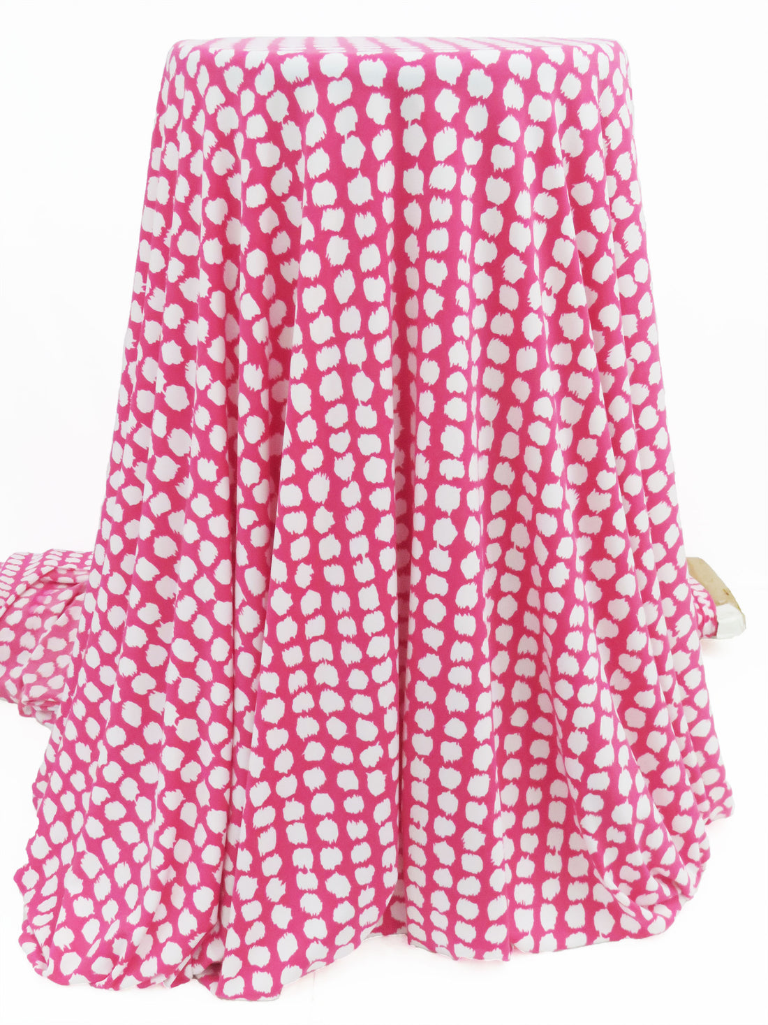 Hot Rose Pink/White Polyester/Lycra Paint Blotches Print ITY Knit - NY Designer - 56W