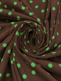 Brown/Green 100% Cotton Polka Dot Print Pinwale Corduroy Shirting 41W