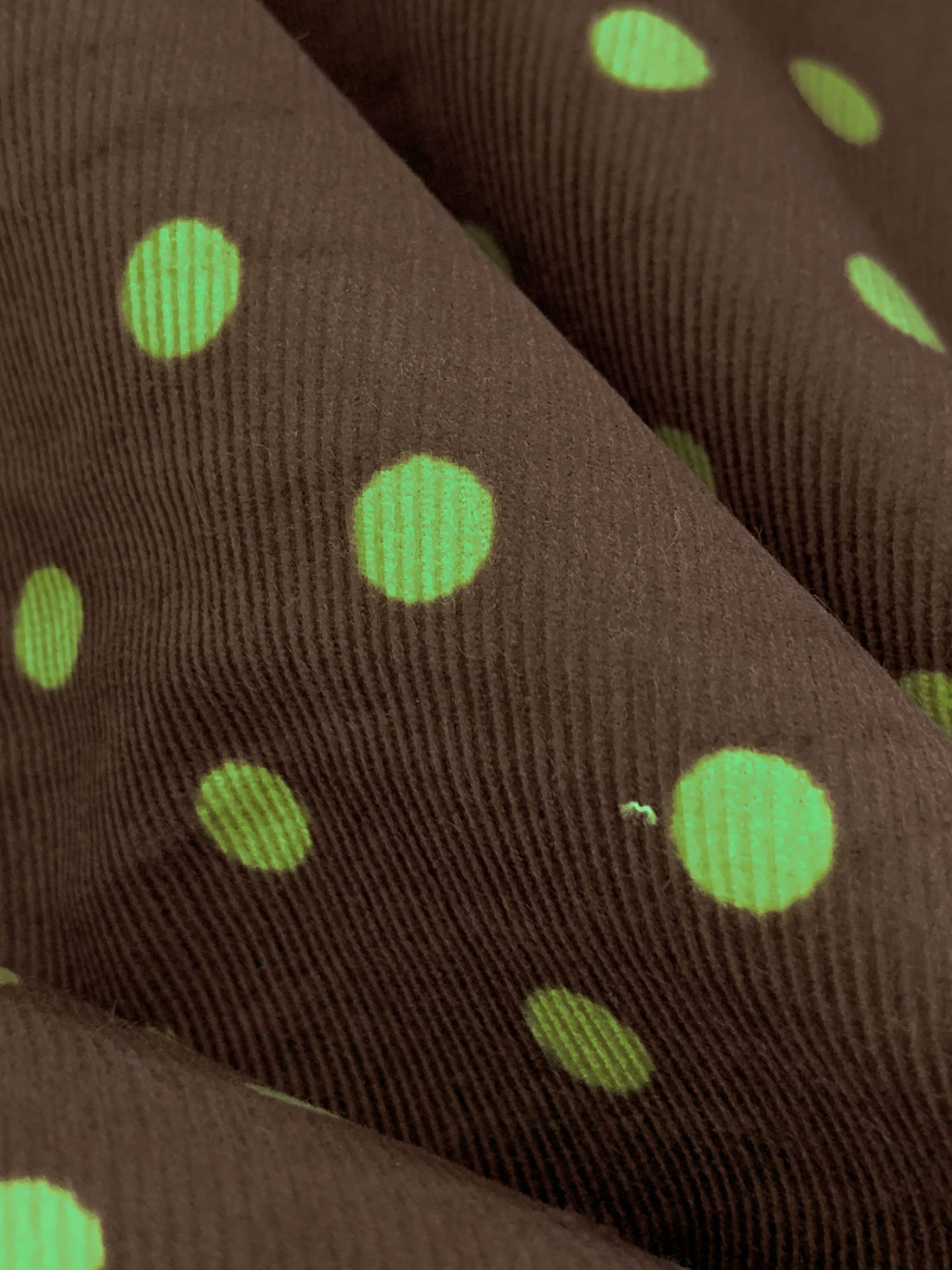 Brown/Green 100% Cotton Polka Dot Print Pinwale Corduroy Shirting 41W