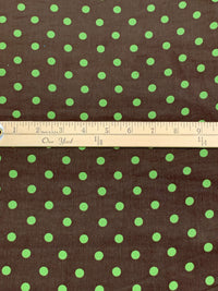 Brown/Green 100% Cotton Polka Dot Print Pinwale Corduroy Shirting 41W