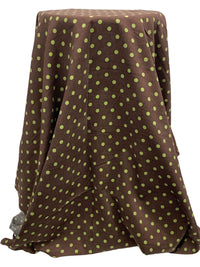 Brown/Green 100% Cotton Polka Dot Print Pinwale Corduroy Shirting 41W