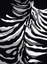 SOLD BY THE PANEL ONLY - Ink Black/Snow White Polyester/Lycra Large Abstract Leaf Print ITY Knit - NY Designer - 60W