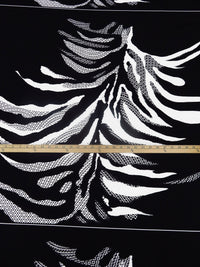SOLD BY THE PANEL ONLY - Ink Black/Snow White Polyester/Lycra Large Abstract Leaf Print ITY Knit - NY Designer - 60W