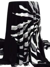 SOLD BY THE PANEL ONLY - Ink Black/Snow White Polyester/Lycra Large Abstract Leaf Print ITY Knit - NY Designer - 60W