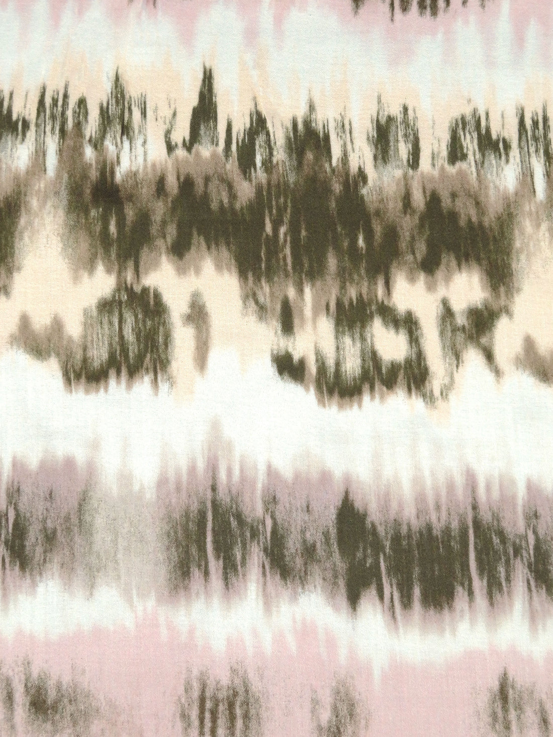 White/Dark Army Green/Ballet Pink/Multi 100% Rayon Horizontal Tie-Dye Stripe Print Crepe Challis 58W