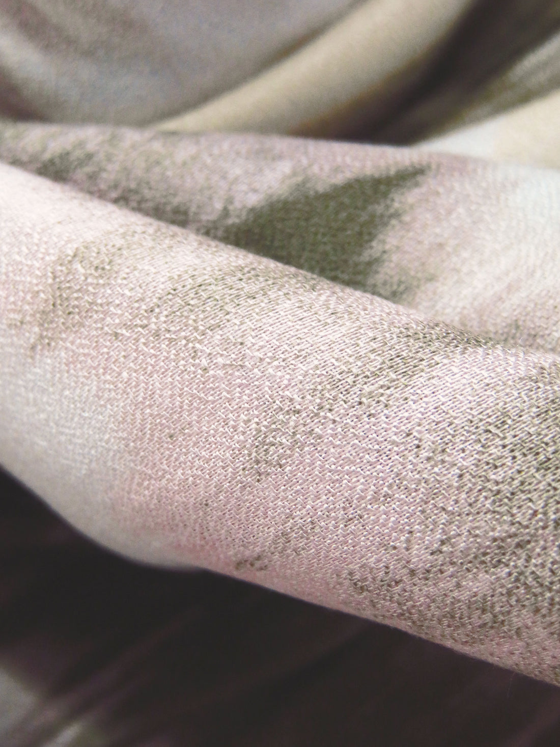 White/Dark Army Green/Ballet Pink/Multi 100% Rayon Horizontal Tie-Dye Stripe Print Crepe Challis 58W