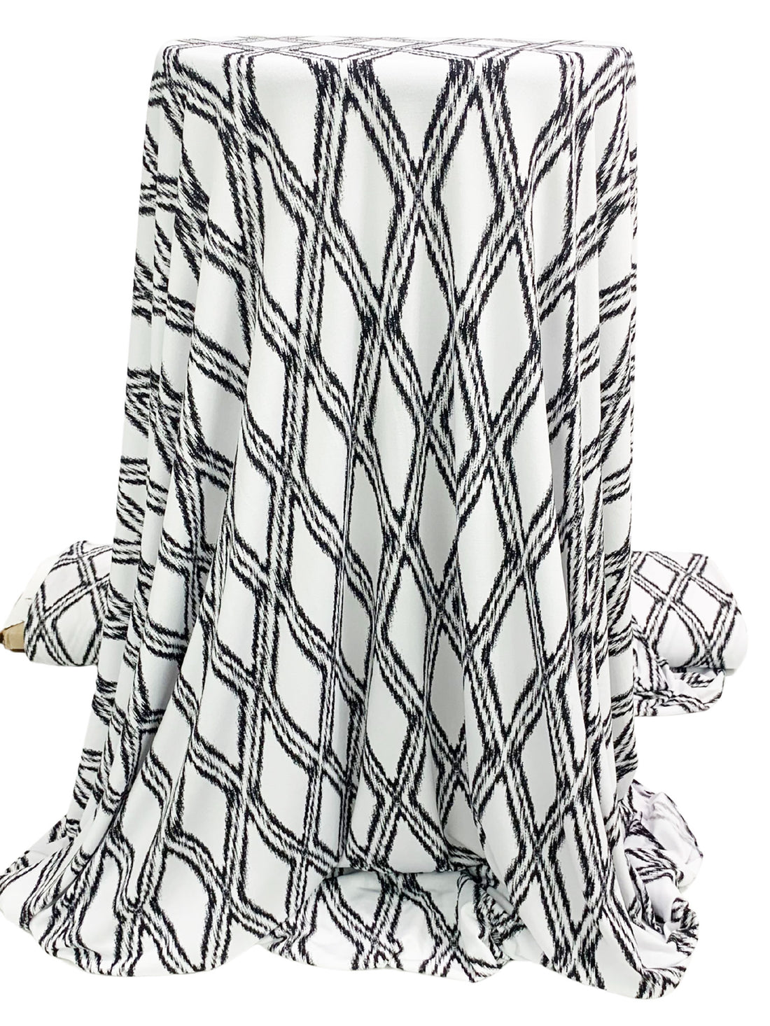 White/Black Polyester/Lycra Rugged Diamond Print ITY Knit - NY Designer - 56W