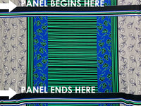 SOLD BY THE PANEL ONLY - Blue/Green/Black/Multi Polyester/Lycra Large Floral Stripe Double Border Print ITY Knit - NY Designer - 56W