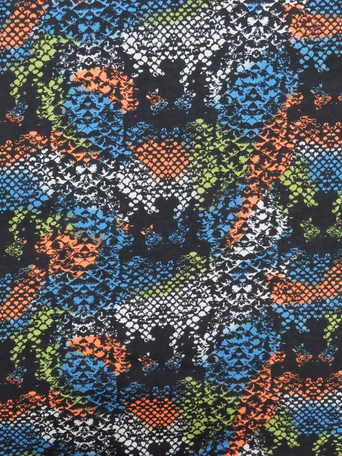 Black/Tiger Orange/Deep Azure/Multi 100% Cotton Abstract Snakeskin Print Voile 52W