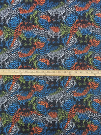 Black/Tiger Orange/Deep Azure/Multi 100% Cotton Abstract Snakeskin Print Voile 52W