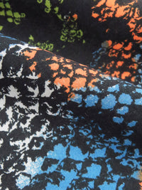 Black/Tiger Orange/Deep Azure/Multi 100% Cotton Abstract Snakeskin Print Voile 52W
