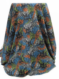 Black/Tiger Orange/Deep Azure/Multi 100% Cotton Abstract Snakeskin Print Voile 52W
