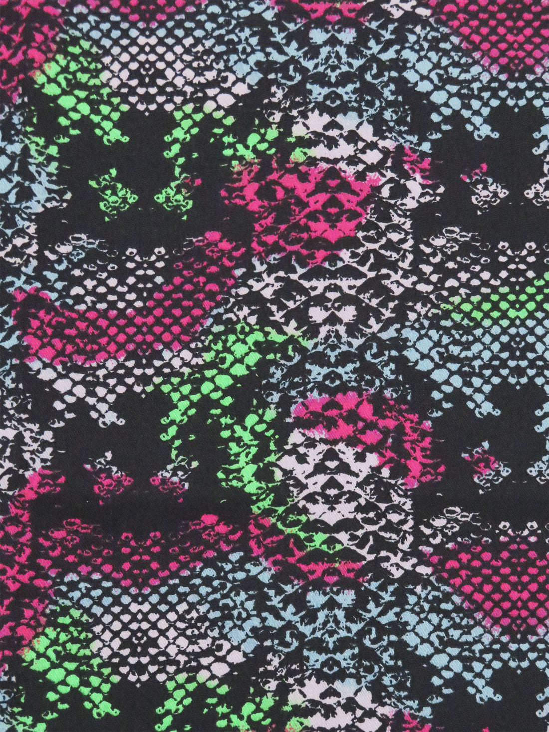 Black/Magenta/Moonstone Blue/Multi 100% Cotton Abstract Snakeskin Print Twill 52W