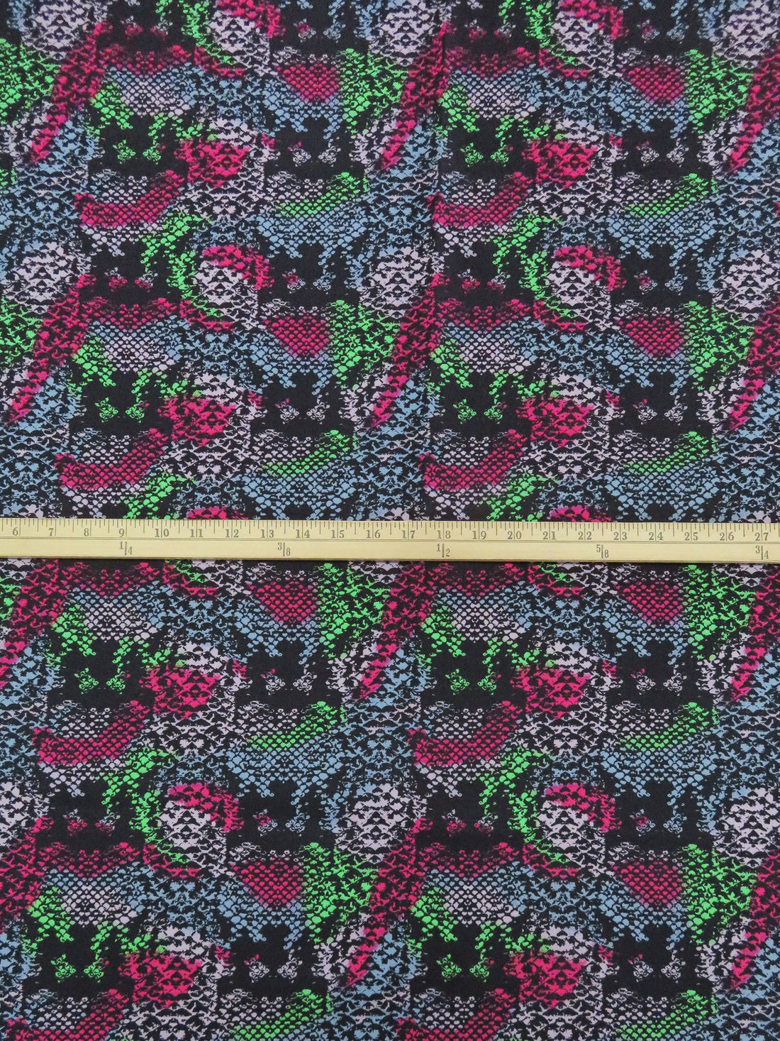 Black/Magenta/Moonstone Blue/Multi 100% Cotton Abstract Snakeskin Print Twill 52W