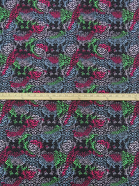 Black/Magenta/Moonstone Blue/Multi 100% Cotton Abstract Snakeskin Print Twill 52W