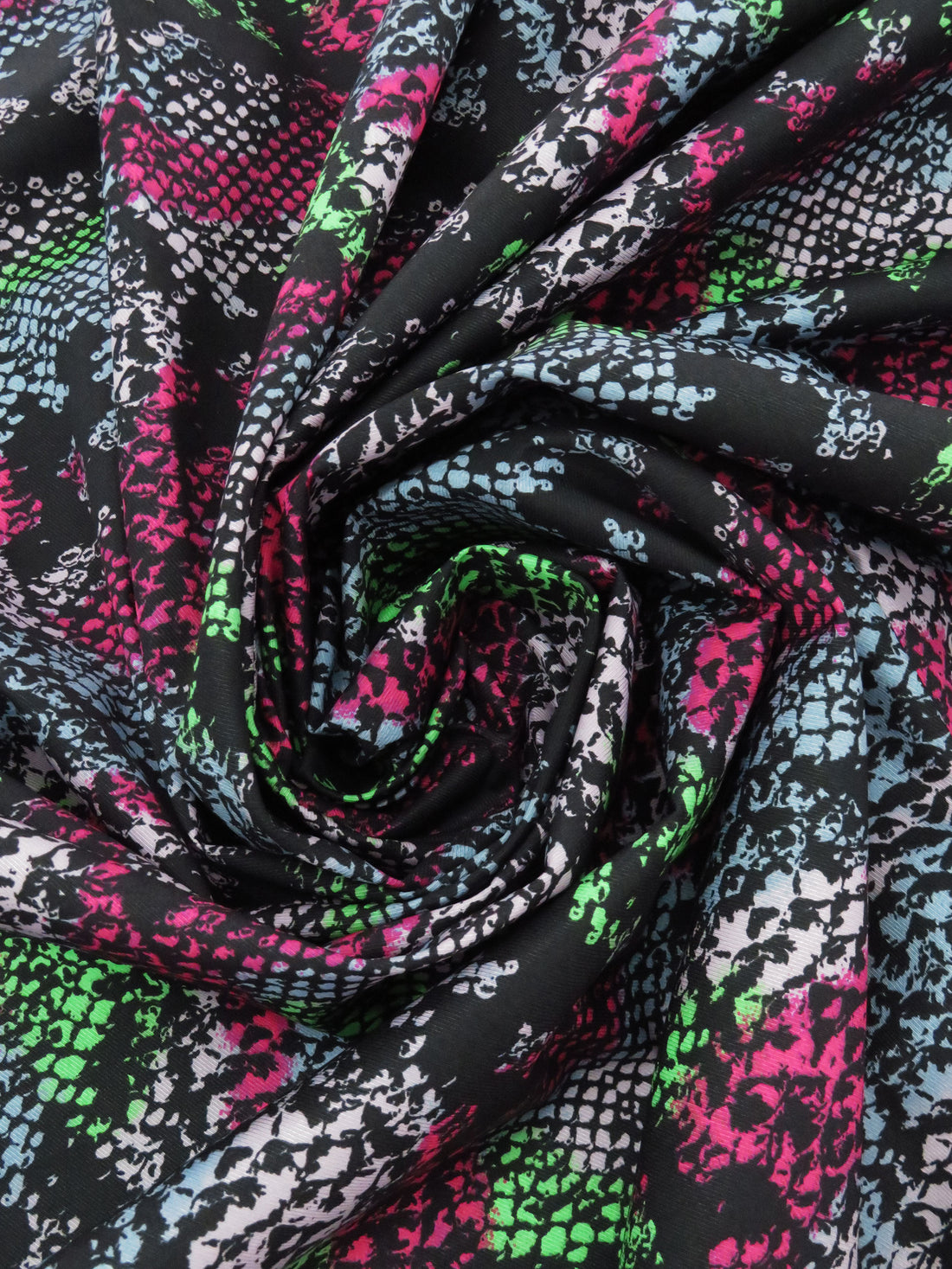 Black/Magenta/Moonstone Blue/Multi 100% Cotton Abstract Snakeskin Print Twill 52W