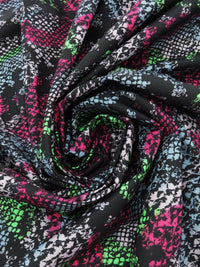 Black/Magenta/Moonstone Blue/Multi 100% Cotton Abstract Snakeskin Print Twill 52W