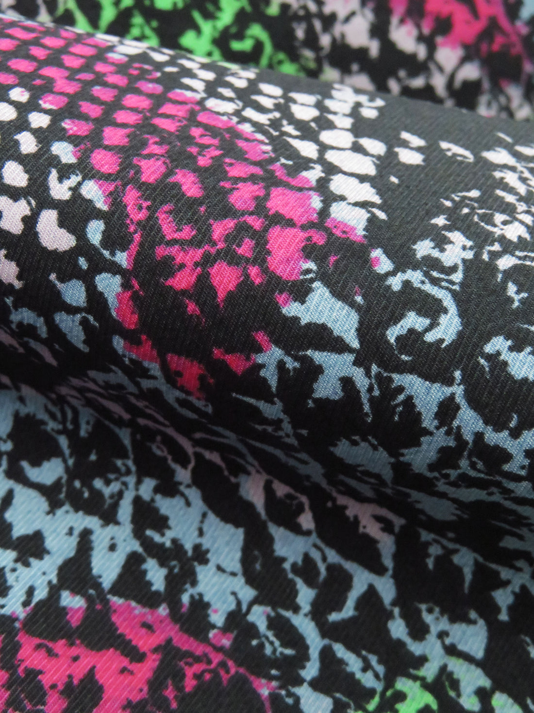 Black/Magenta/Moonstone Blue/Multi 100% Cotton Abstract Snakeskin Print Twill 52W