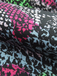 Black/Magenta/Moonstone Blue/Multi 100% Cotton Abstract Snakeskin Print Twill 52W
