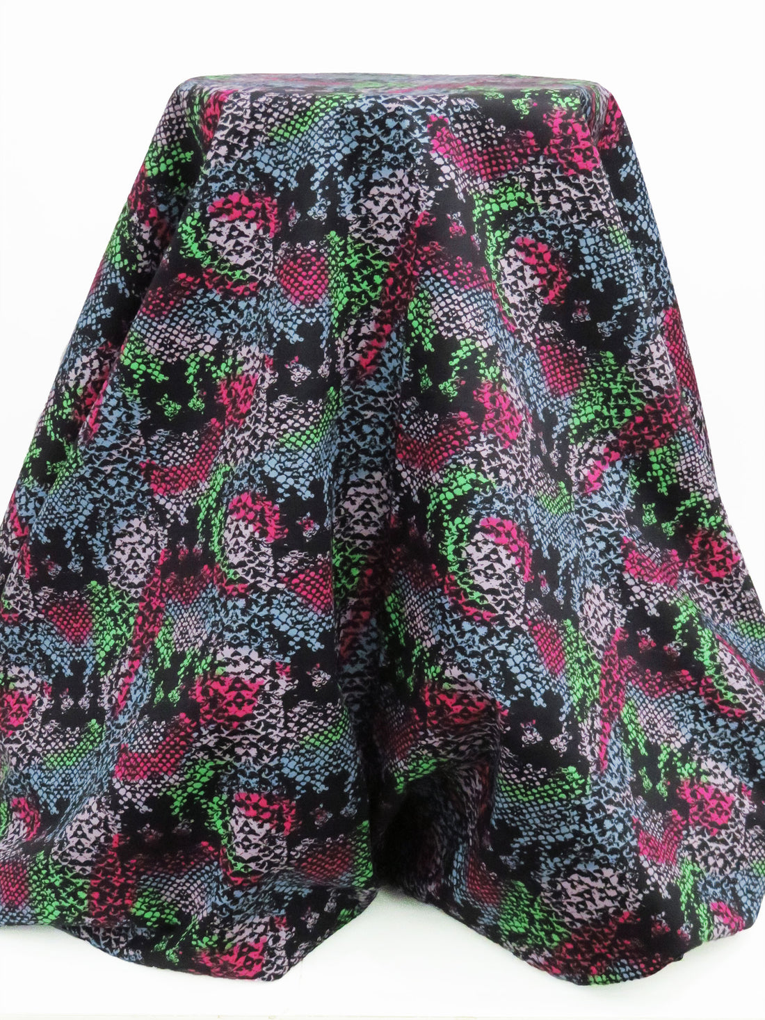 Black/Magenta/Moonstone Blue/Multi 100% Cotton Abstract Snakeskin Print Twill 52W