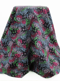 Black/Magenta/Moonstone Blue/Multi 100% Cotton Abstract Snakeskin Print Twill 52W