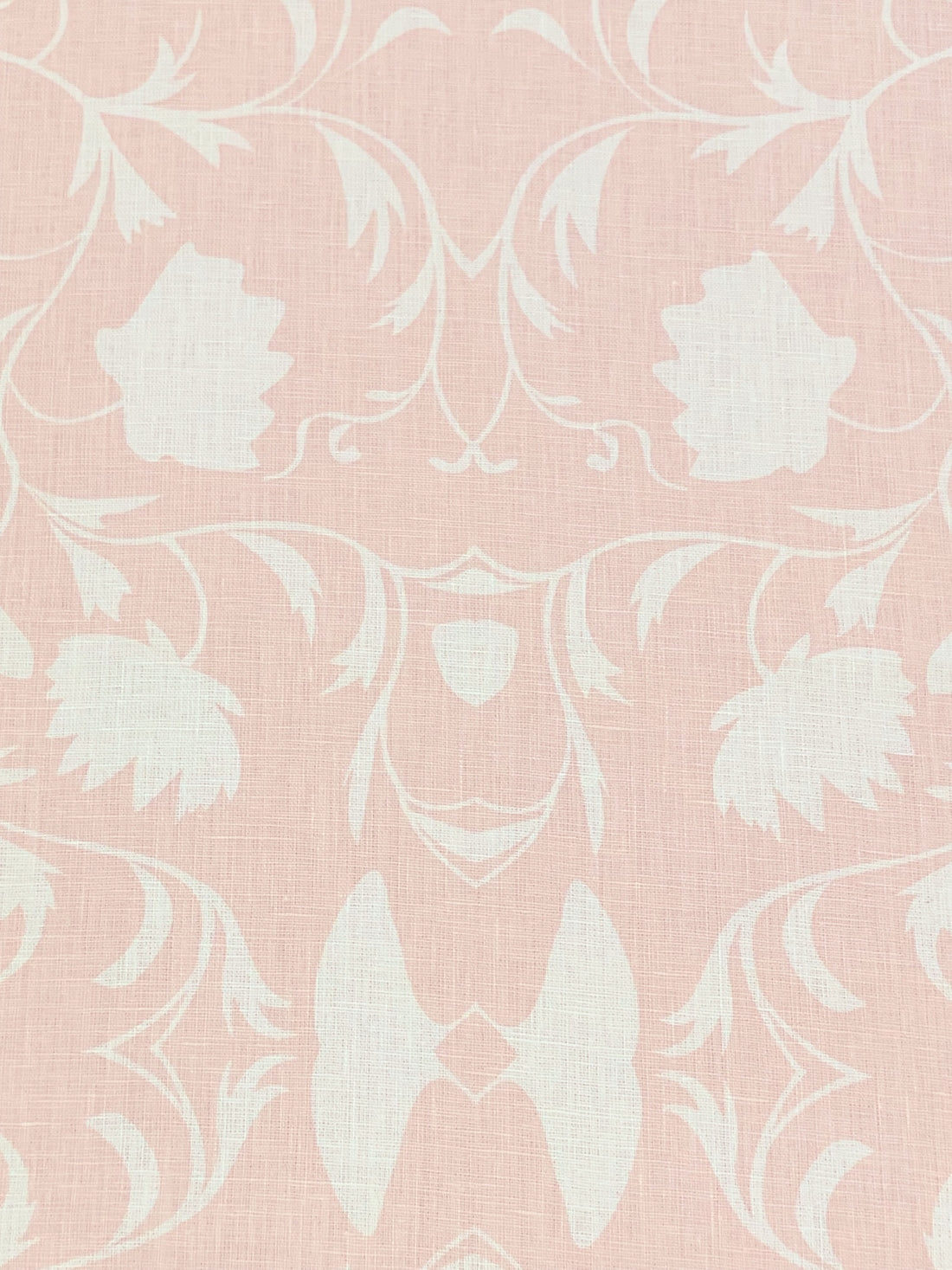 Pale Ballet Pink/Eggshell 100% Linen Floral Vines Print Heavy-Weight Woven - European Mill - 54W