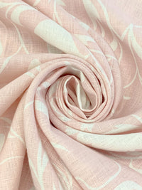 Pale Ballet Pink/Eggshell 100% Linen Floral Vines Print Heavy-Weight Woven - European Mill - 54W