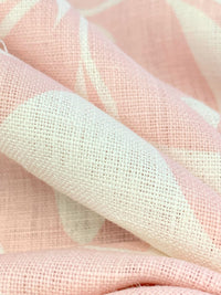 Pale Ballet Pink/Eggshell 100% Linen Floral Vines Print Heavy-Weight Woven - European Mill - 54W