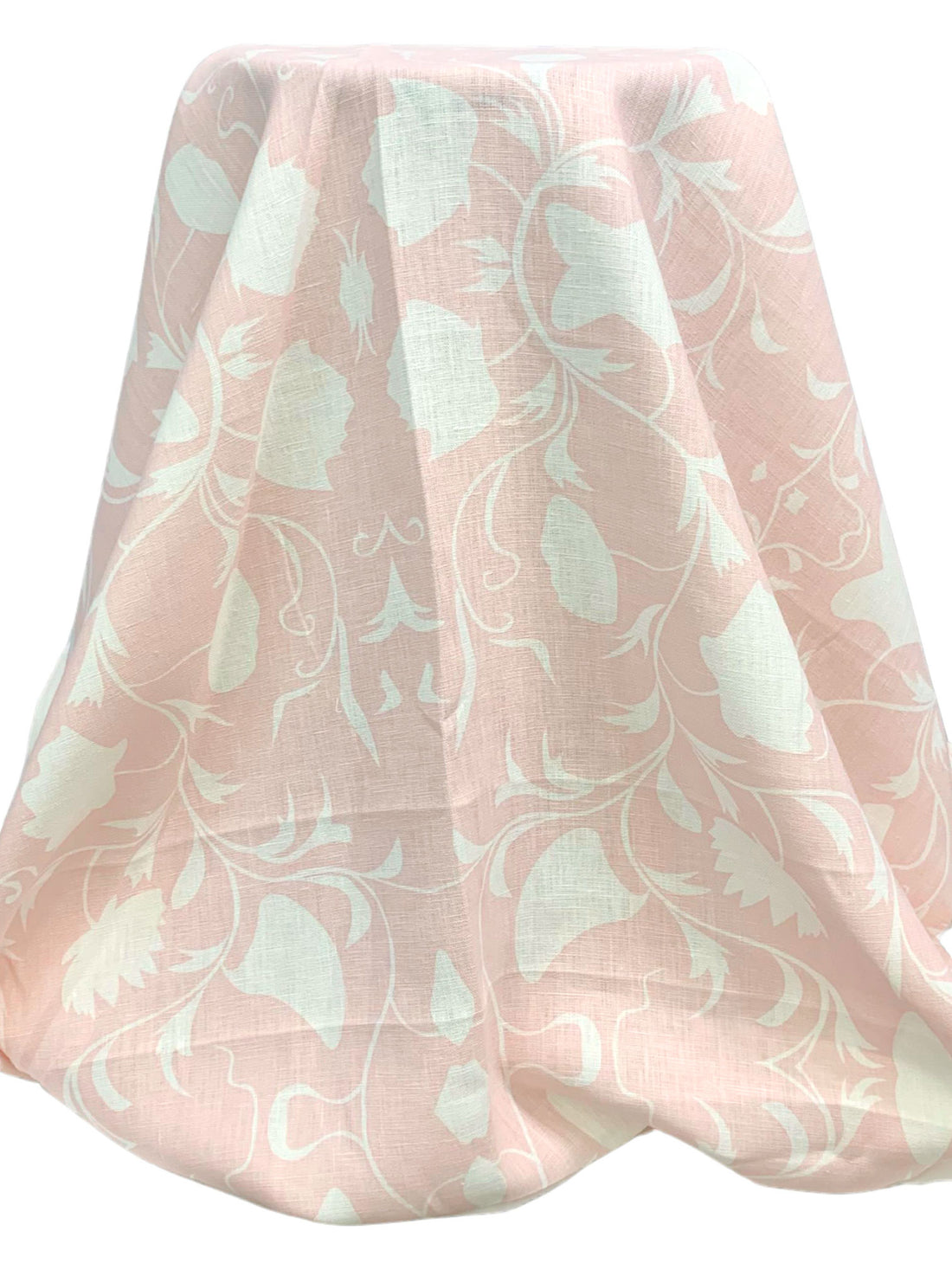 Pale Ballet Pink/Eggshell 100% Linen Floral Vines Print Heavy-Weight Woven - European Mill - 54W