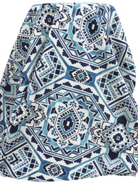 Off-White/Space Cadet/Steel Blue/Multi 100% Cotton Geometric Tile Print Canvas - European Mill - 56W