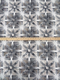 Jute Brown/Black/Off-White/Multi 100% Cotton Star Tile Print Canvas - European Mill - 56W