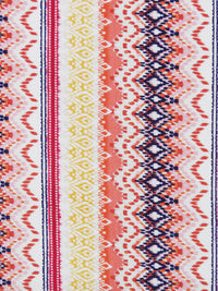 Peach/Goldenrod/Deep Magenta Pink/Multi 100% Rayon Vertical Ornate Stripe Print Challis 56W