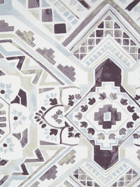 Off-White/Disappearing Purple/Beau Blue/Multi 100% Cotton Geometric Tile Print Canvas - European Mill - 58W