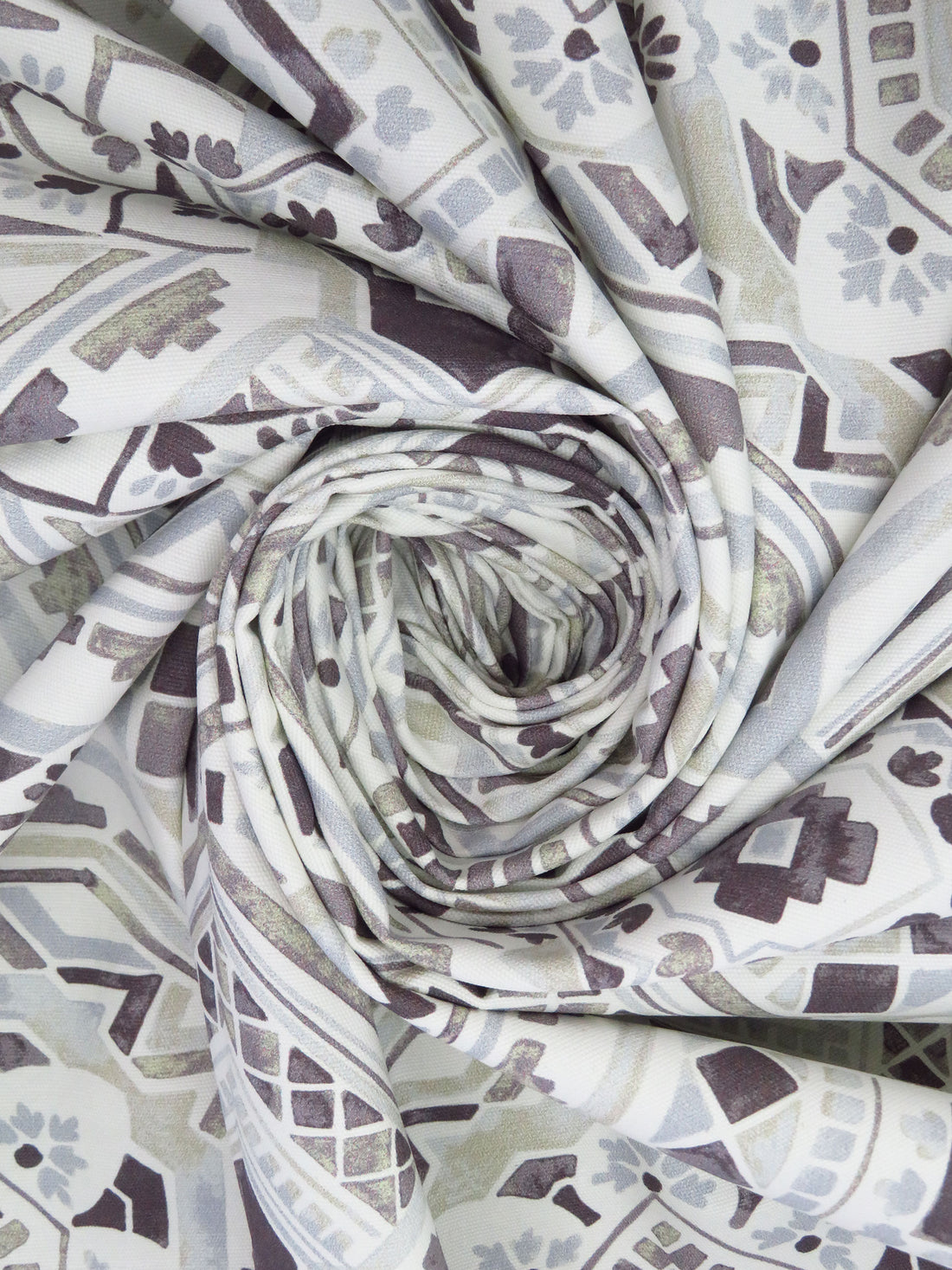 Off-White/Disappearing Purple/Beau Blue/Multi 100% Cotton Geometric Tile Print Canvas - European Mill - 58W