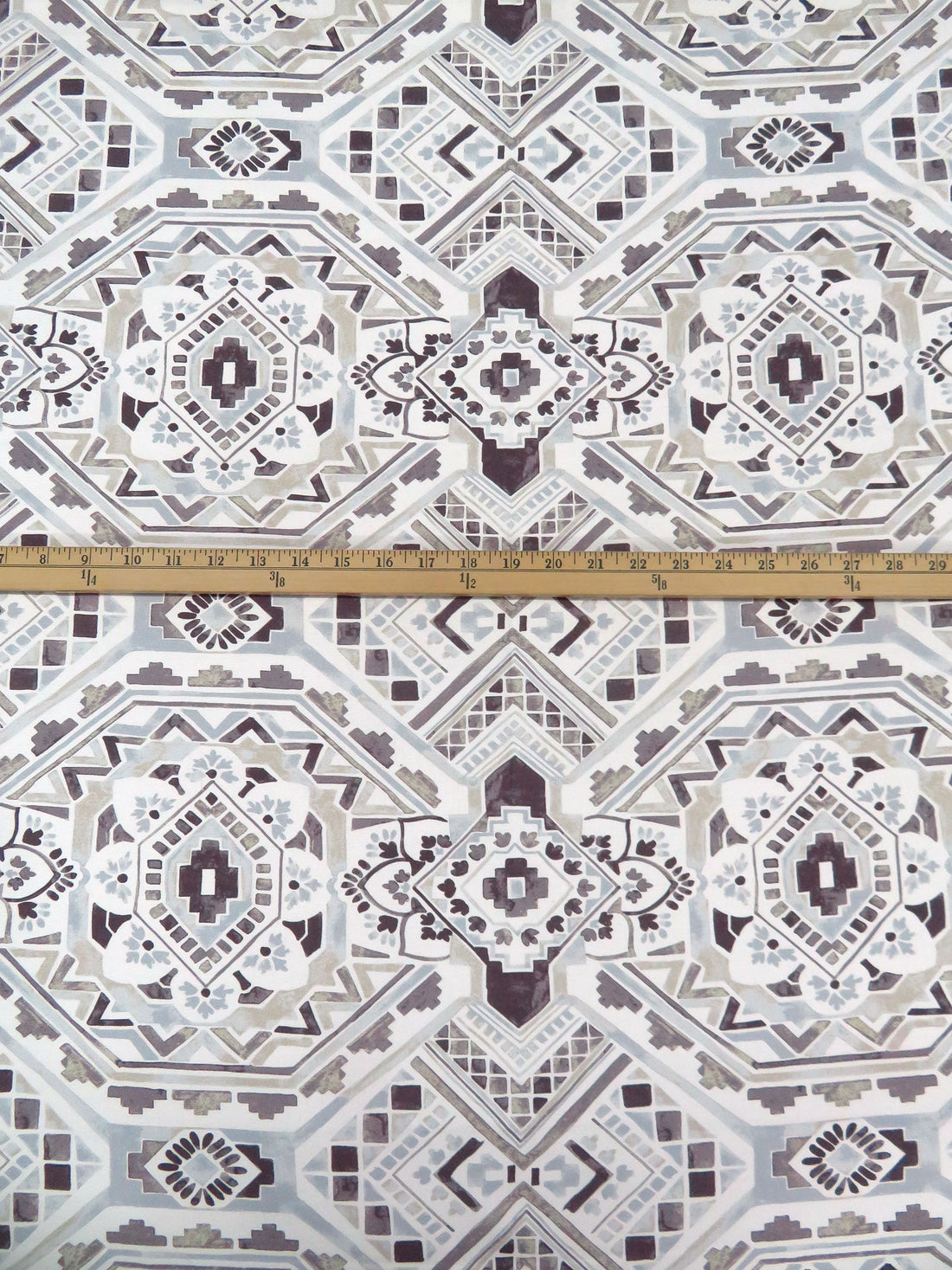 Off-White/Disappearing Purple/Beau Blue/Multi 100% Cotton Geometric Tile Print Canvas - European Mill - 58W