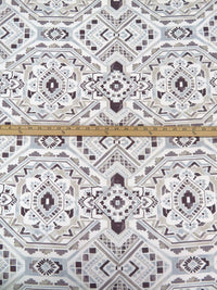 Off-White/Disappearing Purple/Beau Blue/Multi 100% Cotton Geometric Tile Print Canvas - European Mill - 58W