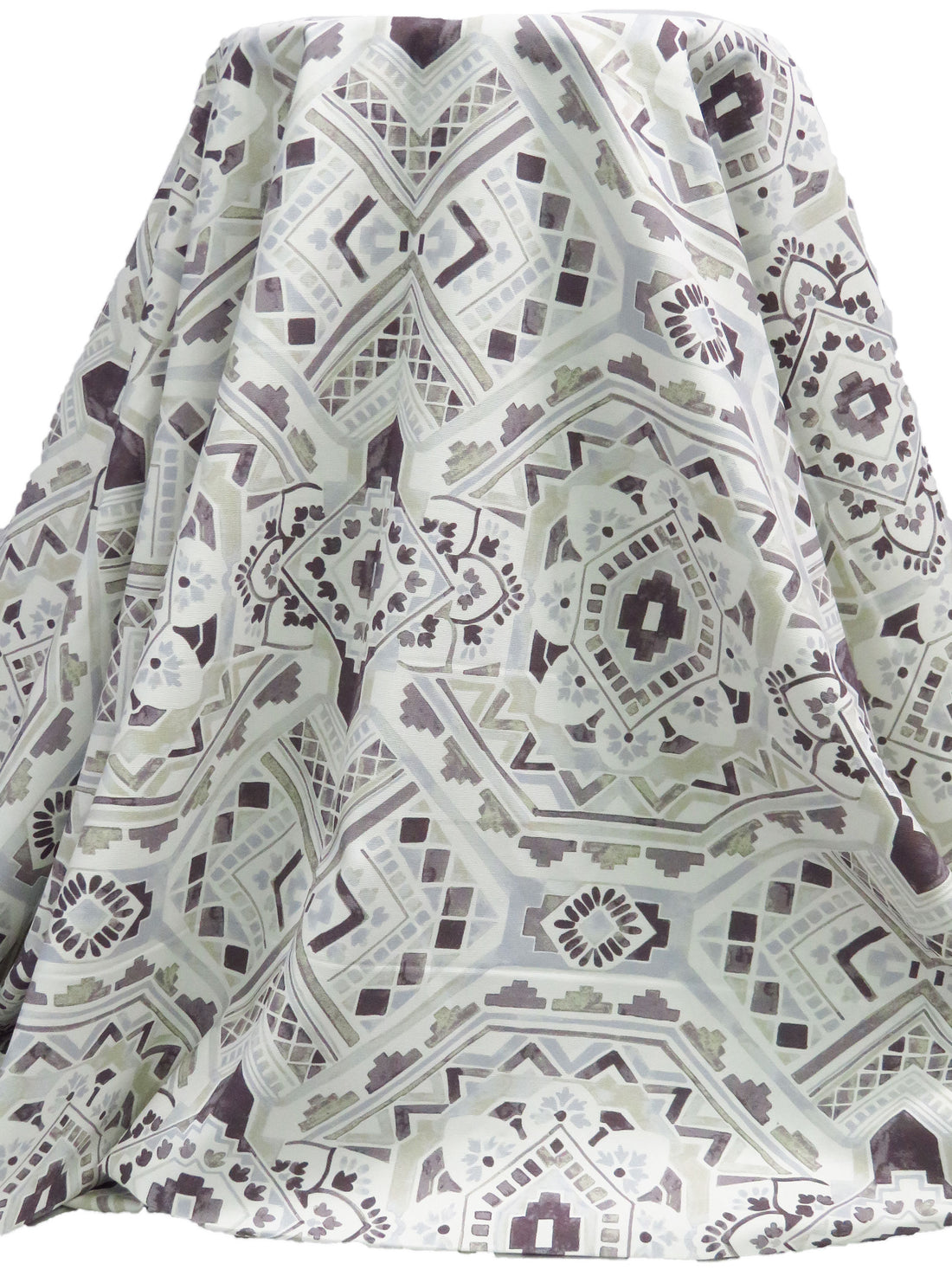 Off-White/Disappearing Purple/Beau Blue/Multi 100% Cotton Geometric Tile Print Canvas - European Mill - 58W