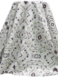 Off-White/Disappearing Purple/Beau Blue/Multi 100% Cotton Geometric Tile Print Canvas - European Mill - 58W