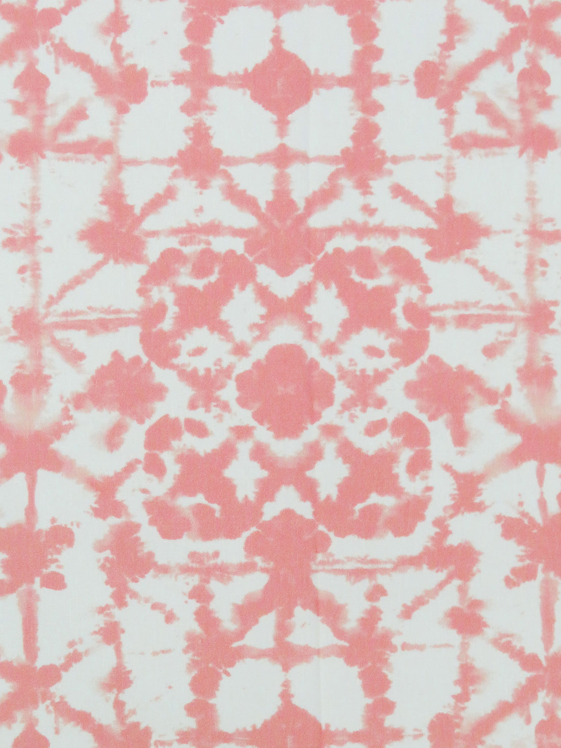 Coral/White Linen/Rayon/Lycra Tie-Dye Tile Print Stretch Linen Shirting - European Mill - 52W