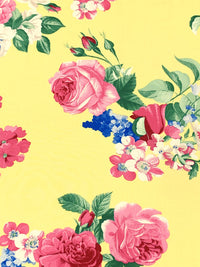 Soft Yellow/Light Pink/Deep Moss/Multi 100% Rayon Floral Print Challis 56W