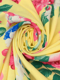 Soft Yellow/Light Pink/Deep Moss/Multi 100% Rayon Floral Print Challis 56W