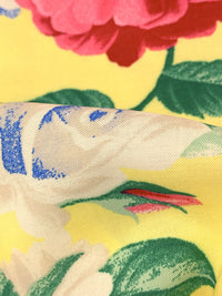 Soft Yellow/Light Pink/Deep Moss/Multi 100% Rayon Floral Print Challis 56W