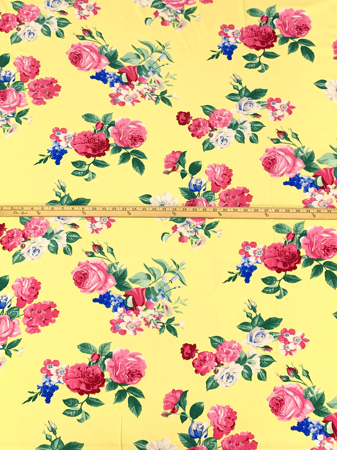 Soft Yellow/Light Pink/Deep Moss/Multi 100% Rayon Floral Print Challis 56W