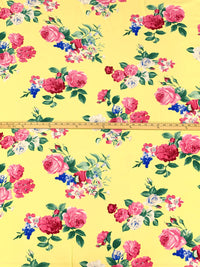 Soft Yellow/Light Pink/Deep Moss/Multi 100% Rayon Floral Print Challis 56W